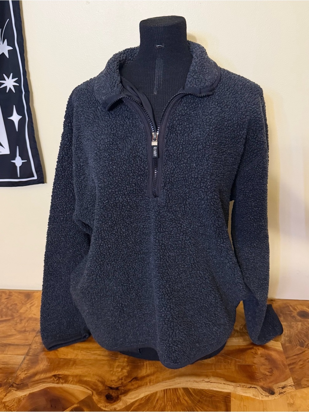 Sherpa Jacket Quarter Zip Grey Winter M Preppy Fleece Gorpcore